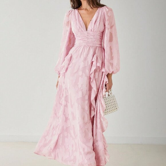 Pink Elegant Women's Romantic Pastel Maxi Dress - Picture 6 of 8